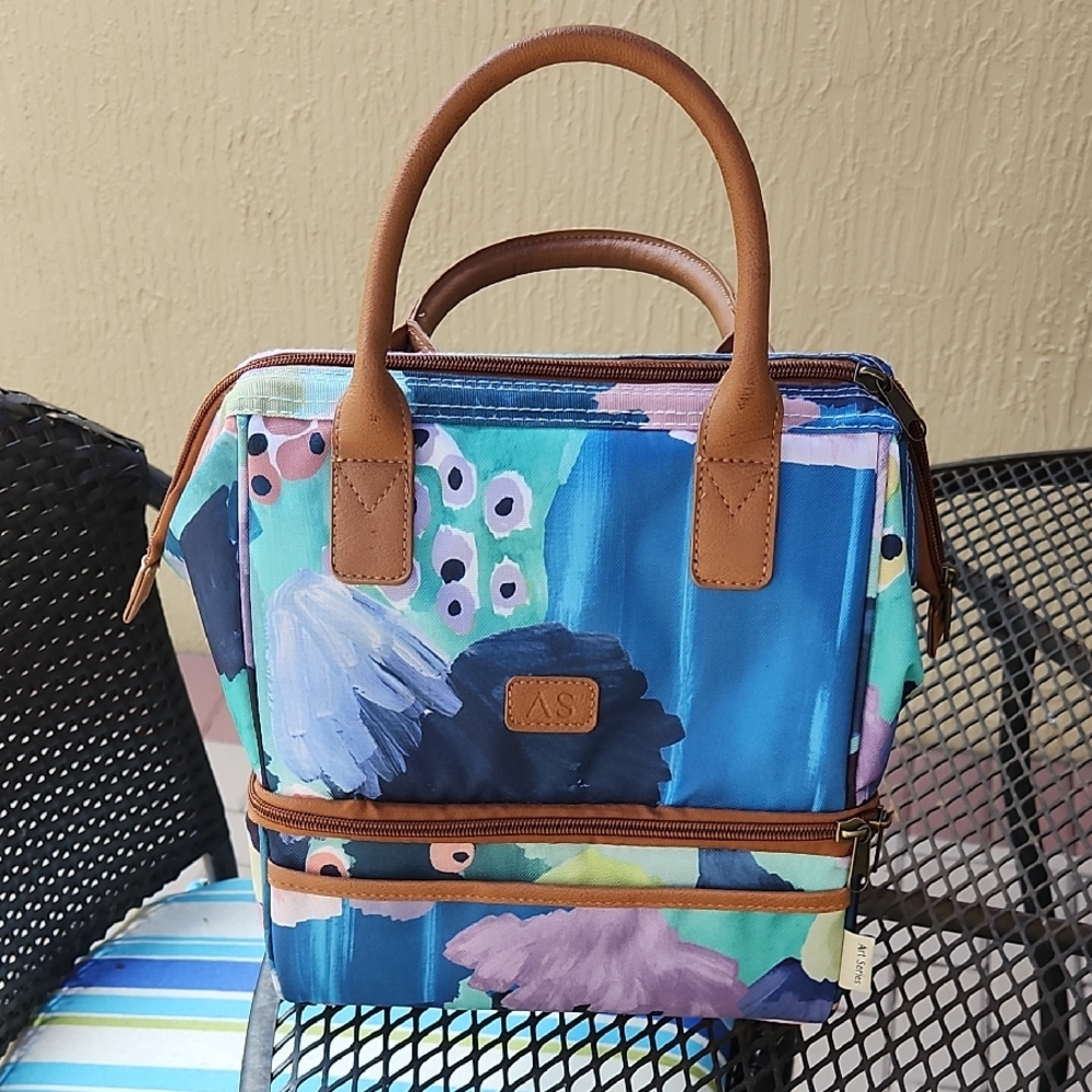 Multicolor Women's Lunch Bag Art Series Cooler Bag Free New Utensils